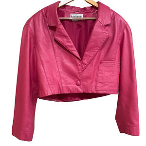 Rare Vintage 80s Margaret Godfrey Bagatelle Womens Leather crop moto jacket sz 8